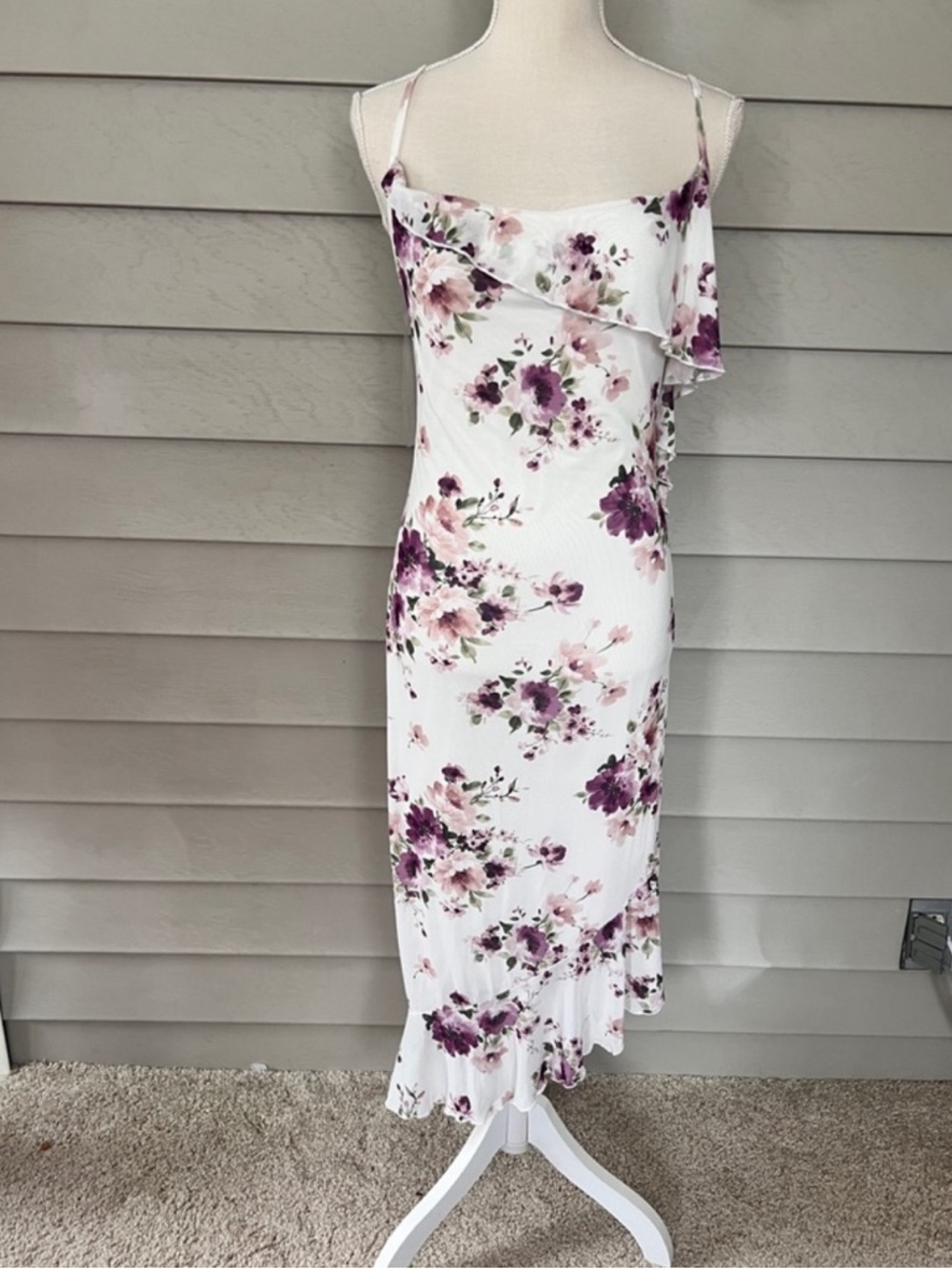 Floral  asymmetrical mesh fully lined Dress